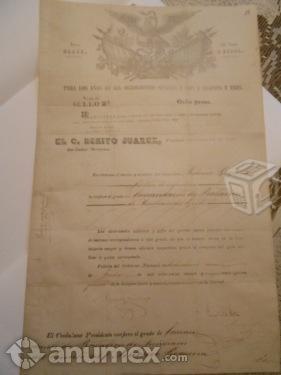 Documento Firmado Por Benito Juárez en 1865