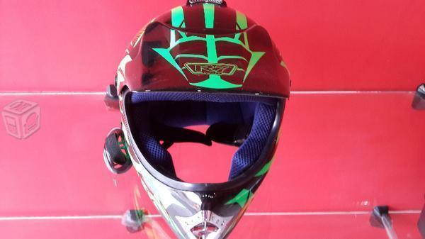 Casco Cross R7 Racing Talla Xl Dot Verde Negro
