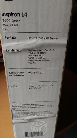 Notebook Dell Core I4 4ta, 4gb, 500gb Win10 Roja