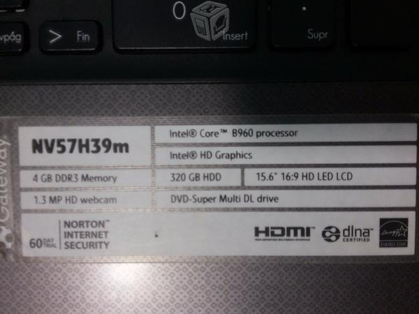 Gateway 15.6, Intel, 4RAM, 320 HDD V/C Tablet