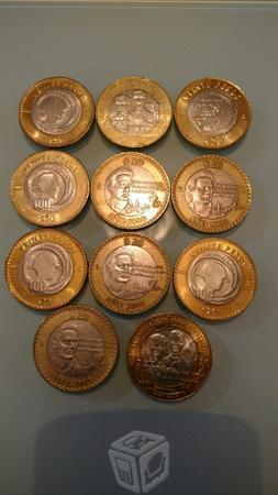 11monedas de $20 pesos conmemorativas