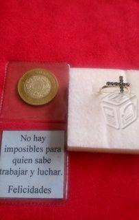 Anillo Cruz piedras Falange Chapa Oro 18 K Nuevo