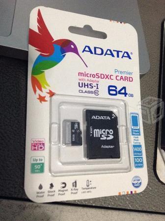 Memoria ADATA Micro SD Clase 10 de 64gb NUEVA
