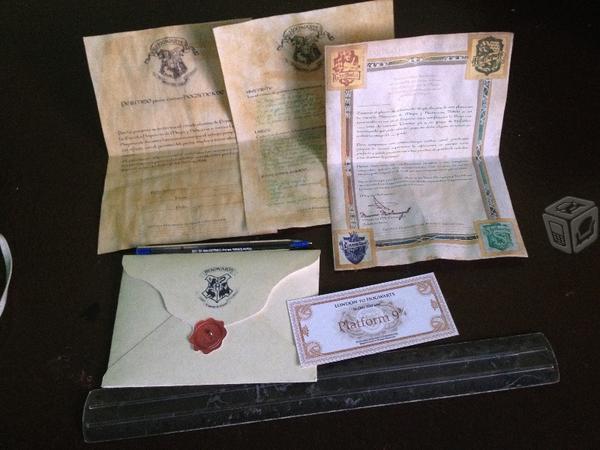 Carta aceptacion Hogwarts de Harry Potter