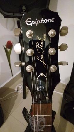 Gibson Epiphone Les Paul 100 Ebony seminueva funda