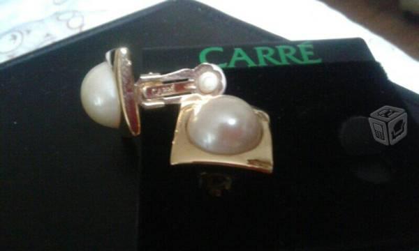 Aretes nuevos marca carré 3 baños oro 22k