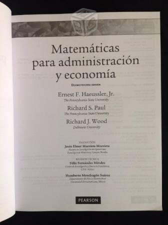 Matematicas Para Administracion Y Economia Haeussl