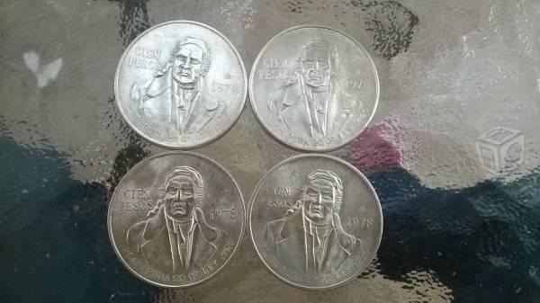 4 monedas plata morelos 1978