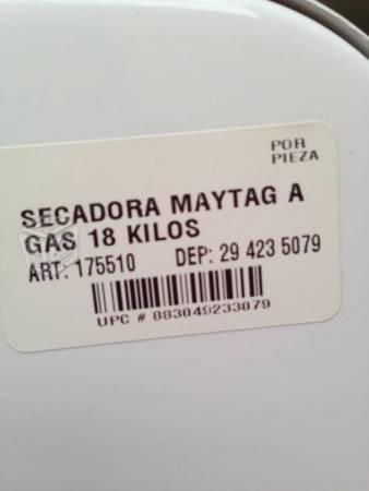 Secadora Maytag a Gas 18kg Como nueva