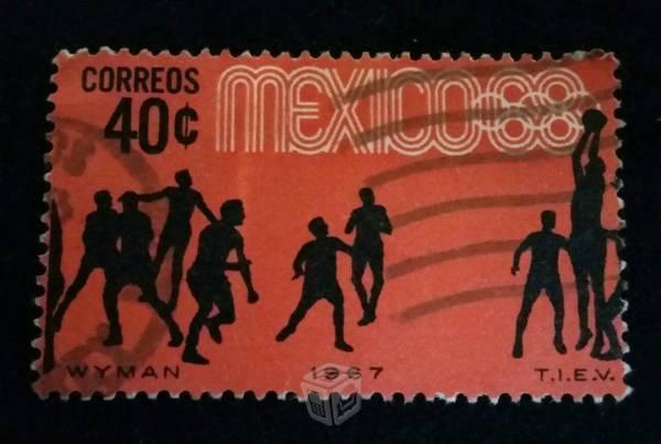 Timbre Preolímpico México 1968 Basquetbol