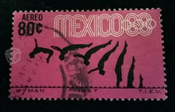 Timbre Preolímpico México 1968 Clavados
