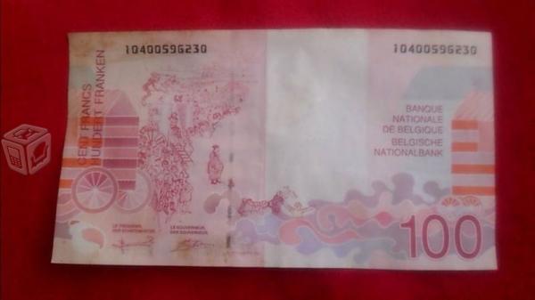 Billete Antiguo de 100 Francos Belgas
