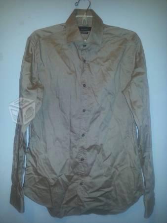 Camisa beige tornasol ZARA SLIM FIT - Chica