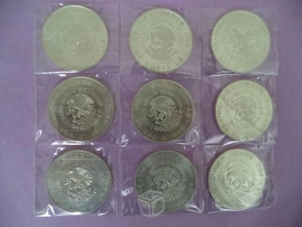 Monedas Hidalgo de Diez Pesos año 1955 de Plata