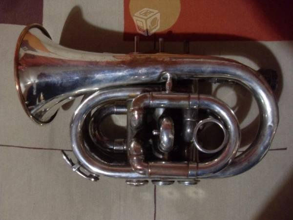 Trompeta pocket sin marca color plata en Bb