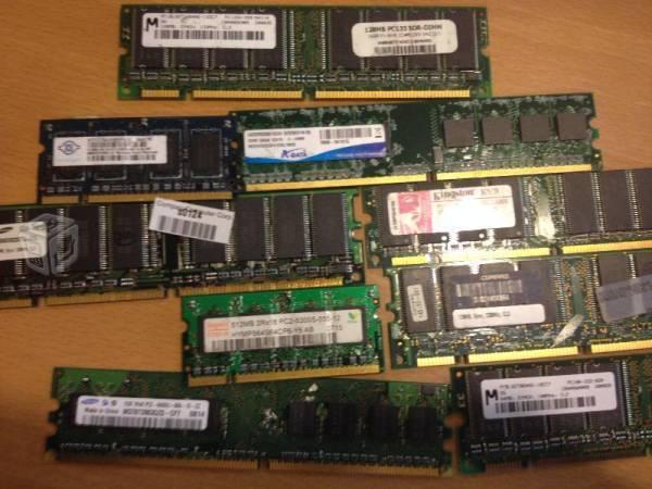 Lote de Memorias RAM (9) varias para LapTop y PC